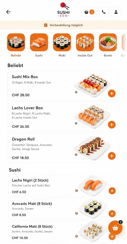 Bestellsystem Sushi