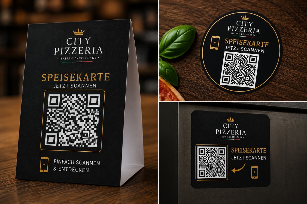 QR-Code Speisekarte auf Tischaufsteller