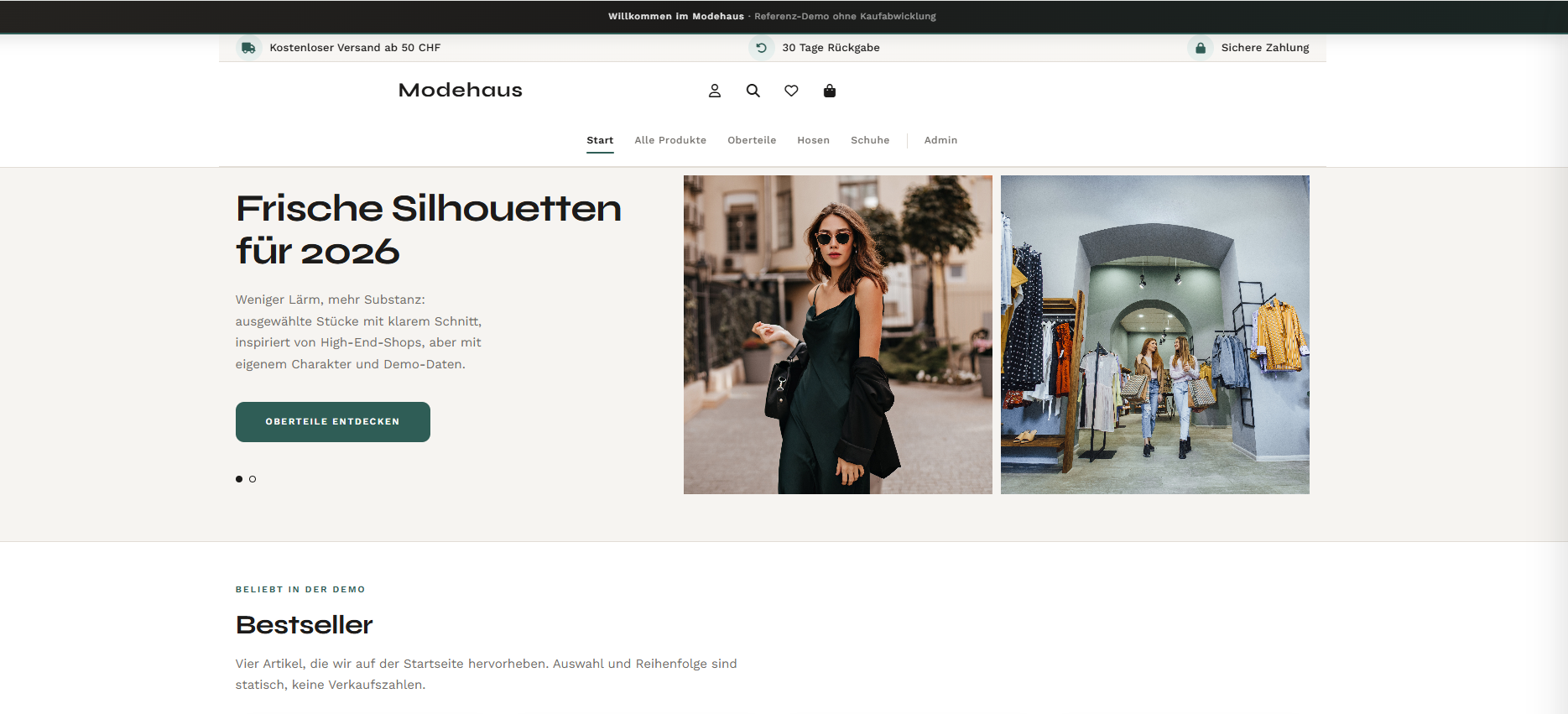 Modehaus Onlineshop Referenz